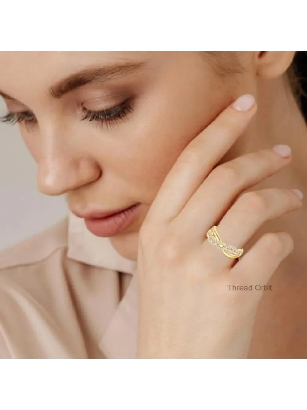 18K Gold Plated Stackable Adjustable Ring with Cubic Zirconia
